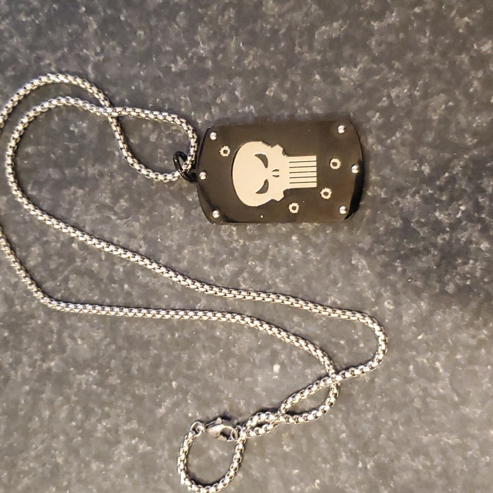 The Punisher Stainless Steel Dog Tag Necklace - Picture 1 of 4